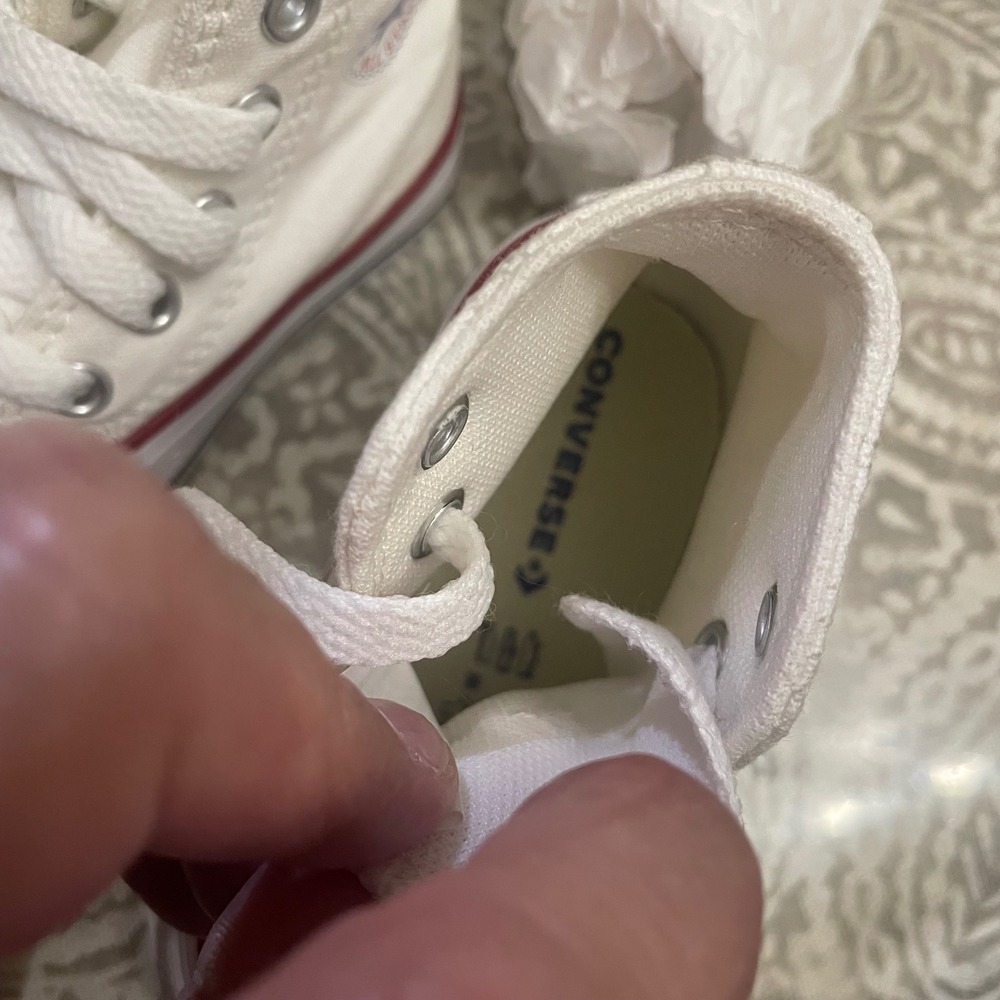 Converse Chuck Taylor All Star Infant High Top White Sneakers 7J253 Size 3C - Picture 6 of 7